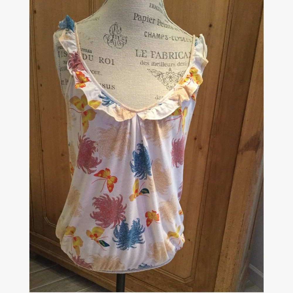 Lucky Brand ruffle butterfly print top